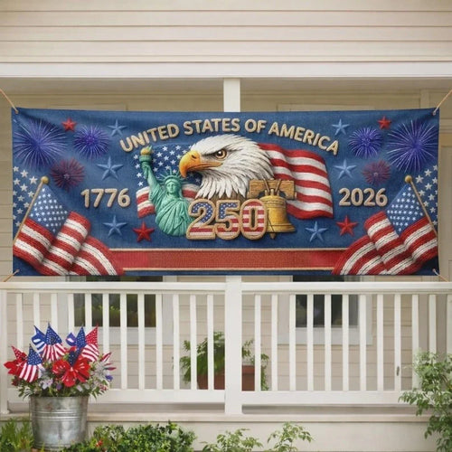 Patriotic Celebration Banner - Personalized America 250th Anniversary Gifts For Mom, Dad, Brother, Sister, Kids