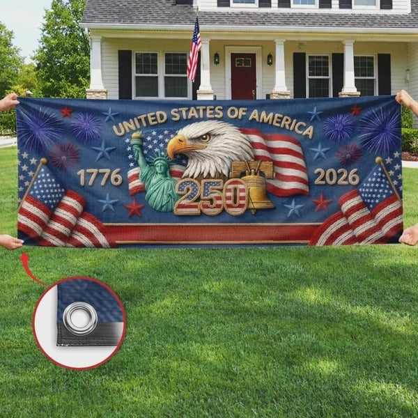 Patriotic Celebration Banner - Personalized America 250th Anniversary Gifts For Mom, Dad, Brother, Sister, Kids