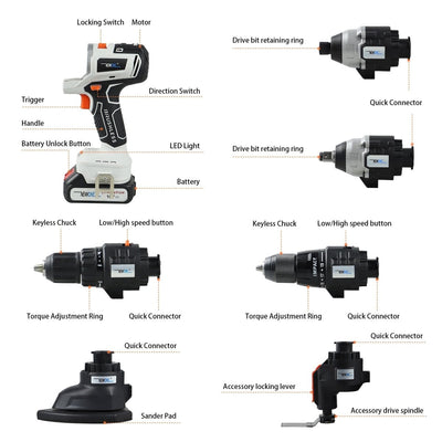 BrushMax - 12 In 1 cordless Multifunctional Combo Kit - TumTum