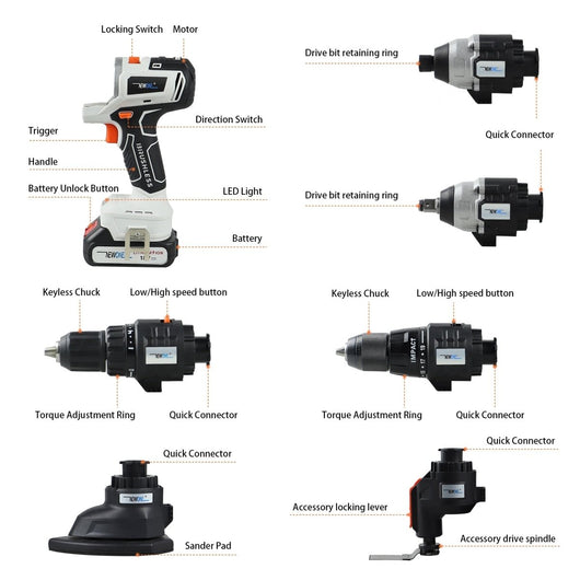 BrushMax - 12 In 1 cordless Multifunctional Combo Kit - TumTum