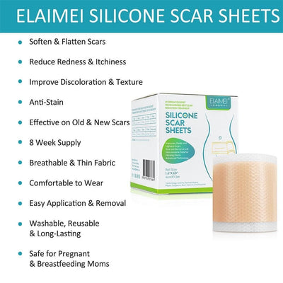 ELAIMEI™ Medical Soft Silicone Gel Tape for Scar Removal (1.6” x 60”） - TumTum