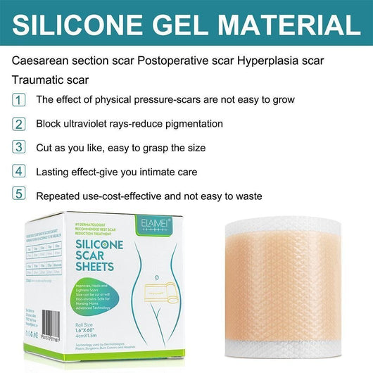 ELAIMEI™ Medical Soft Silicone Gel Tape for Scar Removal (1.6” x 60”） - TumTum