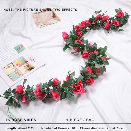 Faux Silk Rose Flower Ivy Vine Garland - TumTum
