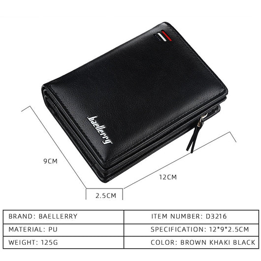 Men's Vertical Leather Wallet with Zipper - TumTum