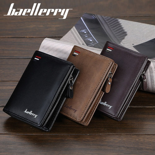 Mens Vertical Leather Wallet with Zipper™