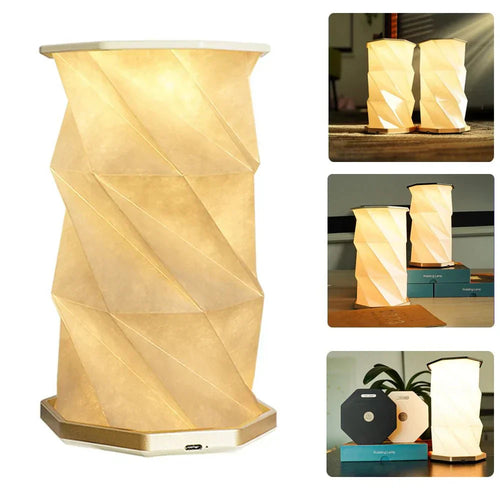 RetroGlow - Vintage Wooden Folding Paper USB Rechargeable Lantern™