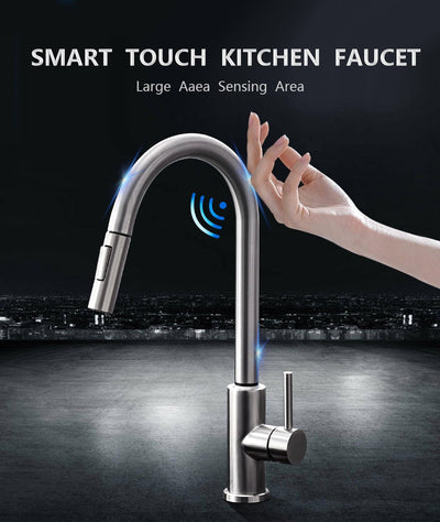 Smart Stainless Steel Sensor Kitchen Faucet [With Pull Out & Spray Head] - TumTum