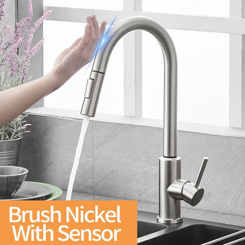 Smart Stainless Steel Sensor Kitchen Faucet With Pull Out  Spray Head™