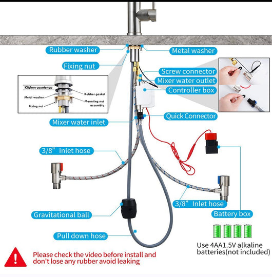 Smart Stainless Steel Sensor Kitchen Faucet [With Pull Out & Spray Head] - TumTum